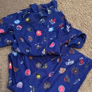 NBA Kids Pajama Set - Blue with Multicolor Logos